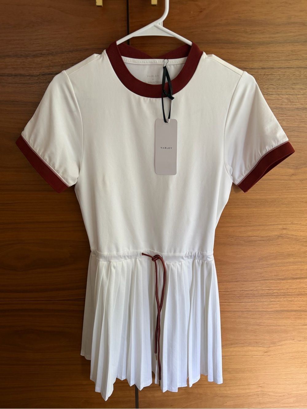 NWT Varley Trent Court Dress 30” Size Small WhitE Burnt Henna Tennis Pleated - Picture 7 of 10